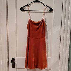 Burnt orange velvet party dress